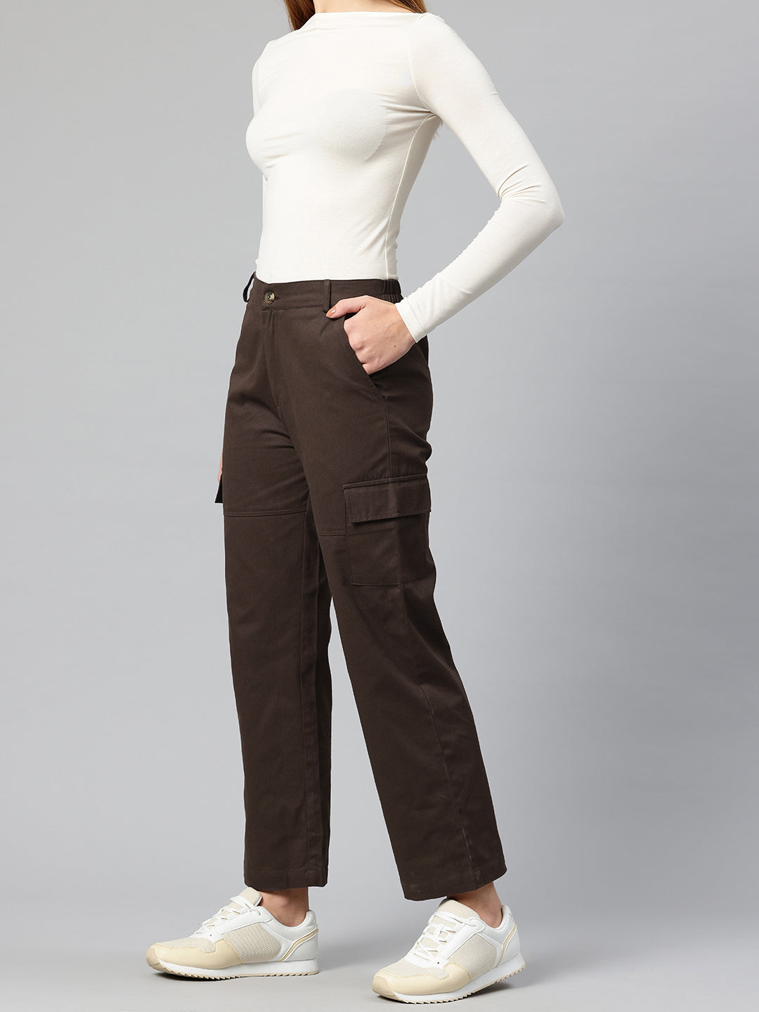 Popnetic Women High-Rise Cargos Trousers