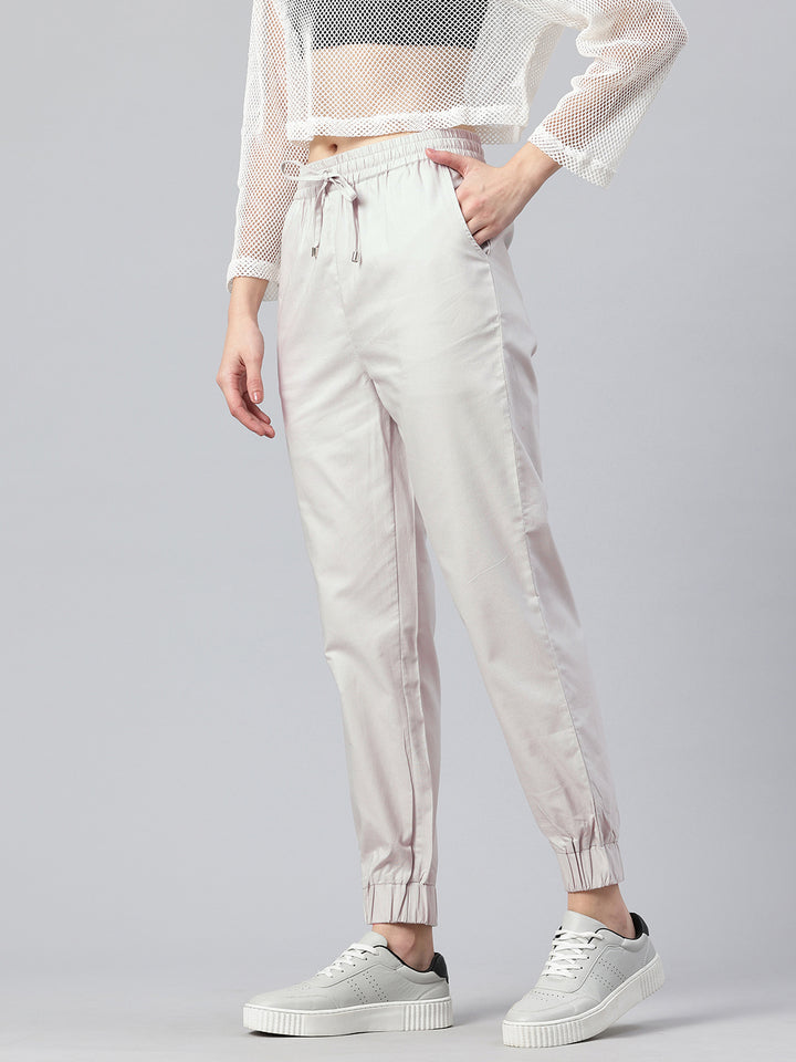 Popnetic Women Pure Cotton High-Rise Joggers Trousers