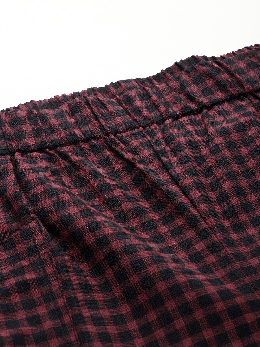 Popnetic Checked High-Rise Pleated Cargos