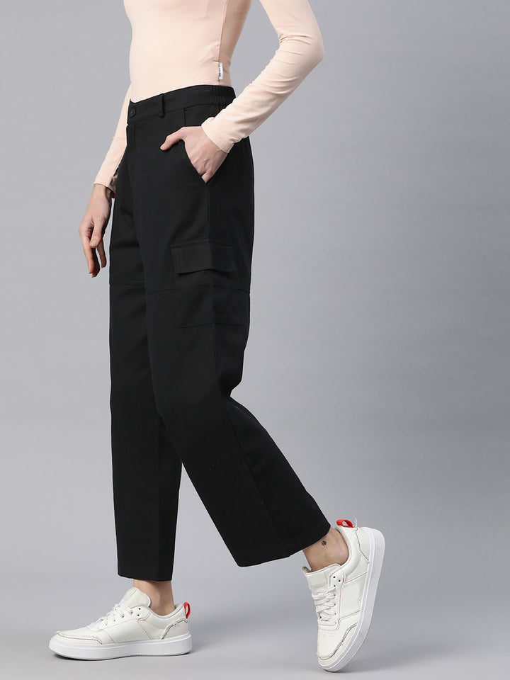 Popnetic Flat-Front High-Rise Pure Cotton Cargos