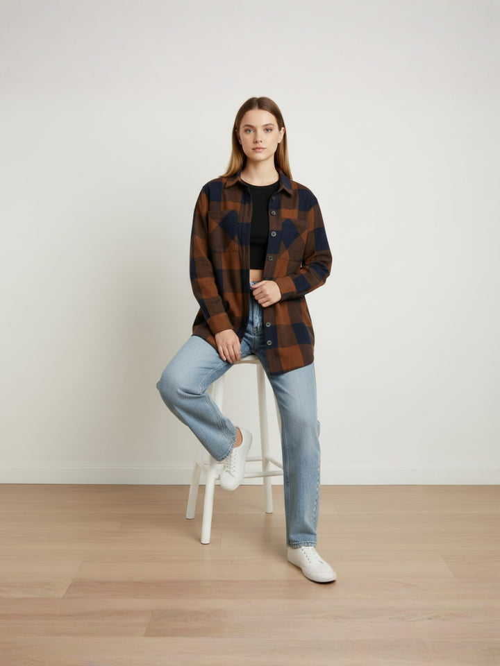 Popnetic Women Buffalo Checks Checked Casual Shirt