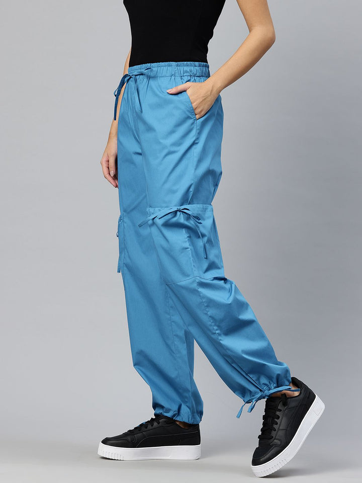 Popnetic Loose Fit High-Rise Pure Cotton Parachute Cargo Trouser