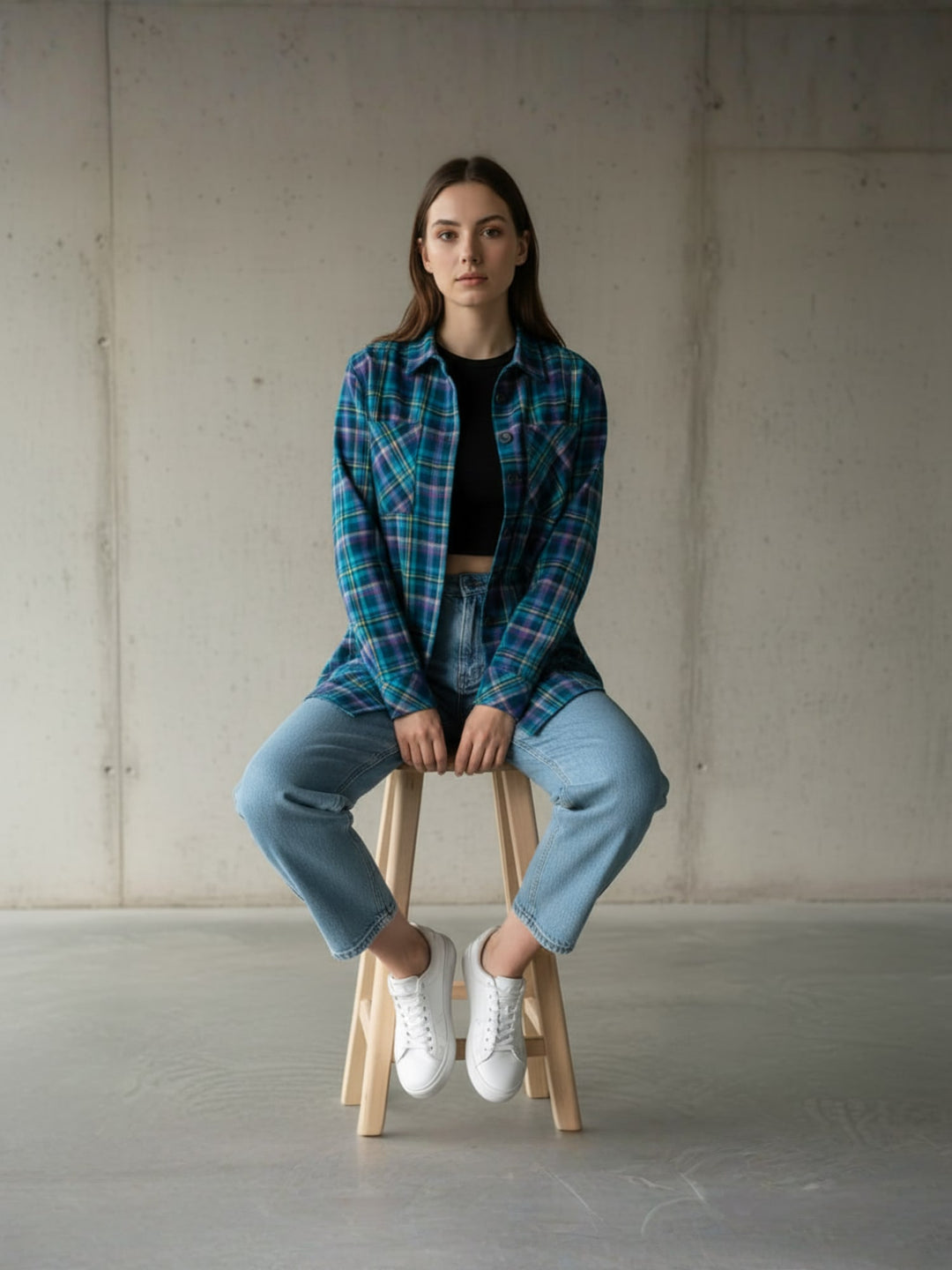 Popnetic Women Tartan Checks Checked Casual Shirt