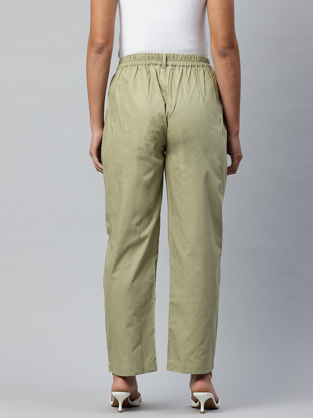 Popnetic Loose Fit High-Rise Pleated Pure Cotton Trousers