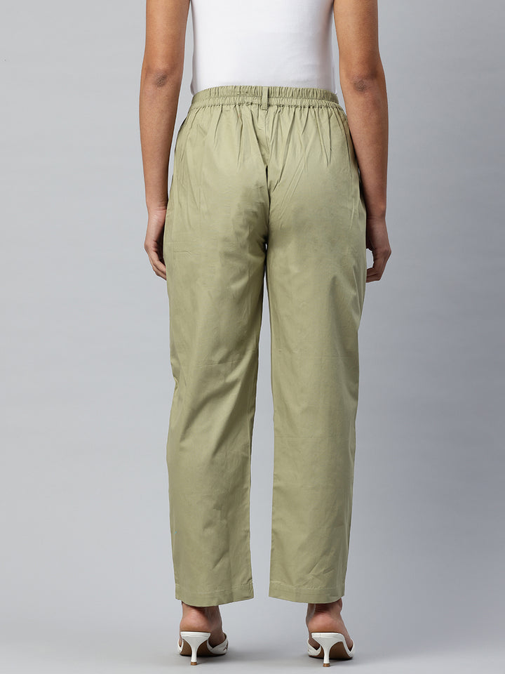Popnetic Loose Fit High-Rise Pleated Pure Cotton Trousers