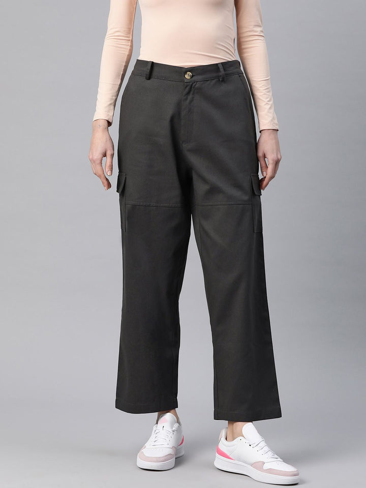 Popnetic Flat-Front High-Rise Pure Cotton Cargos