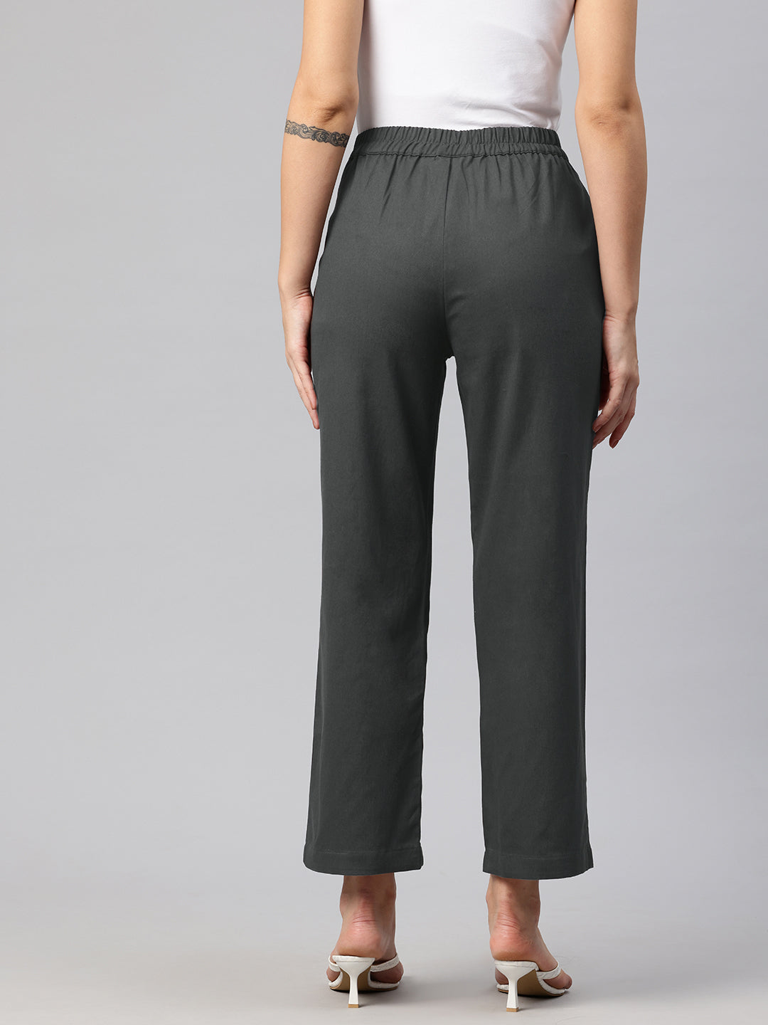 Popnetic High-Rise Pleated Pure Cotton Parallel Trousers