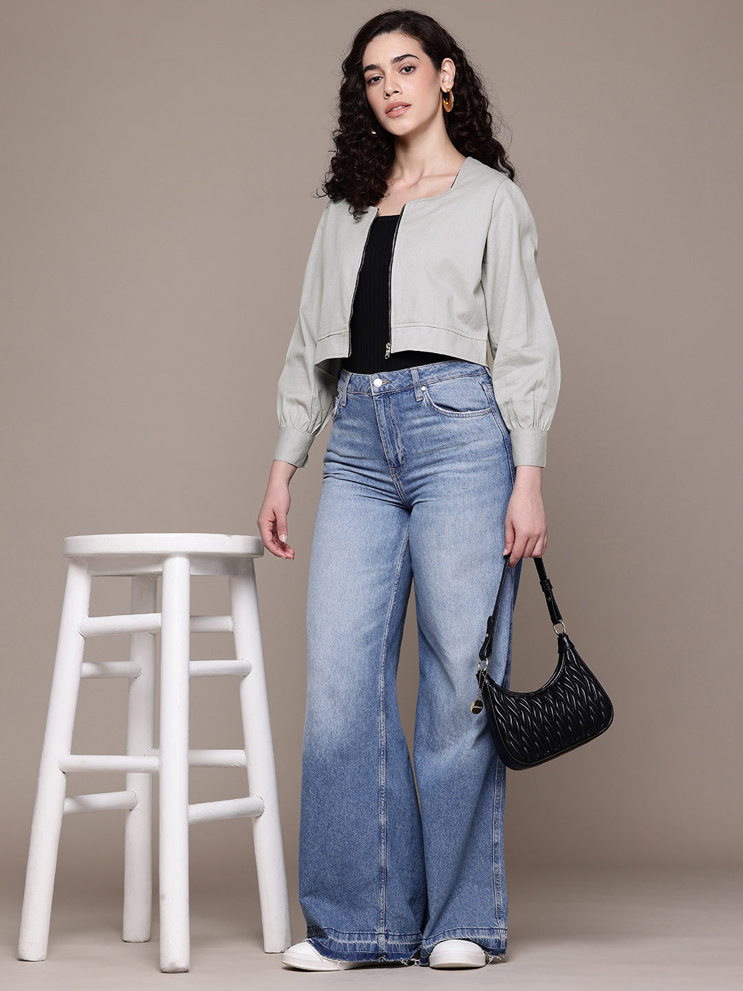 Popnetic Women Pure Cotton Crop Tailored Jacket