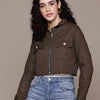 Popnetic Women Pure Cotton Crop Denim Jacket