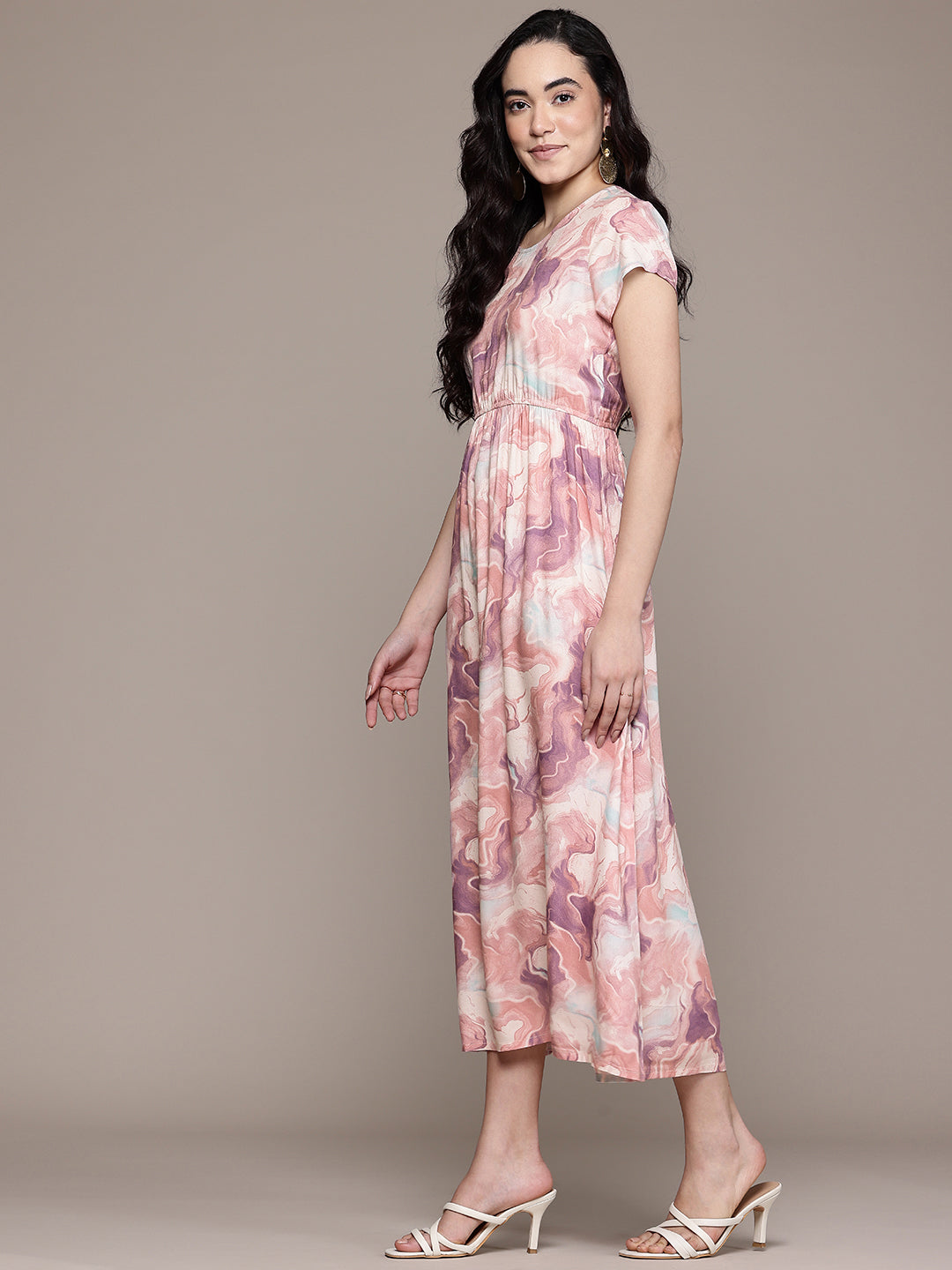 Popnetic Tie & Dye Print A-Line Midi Dress