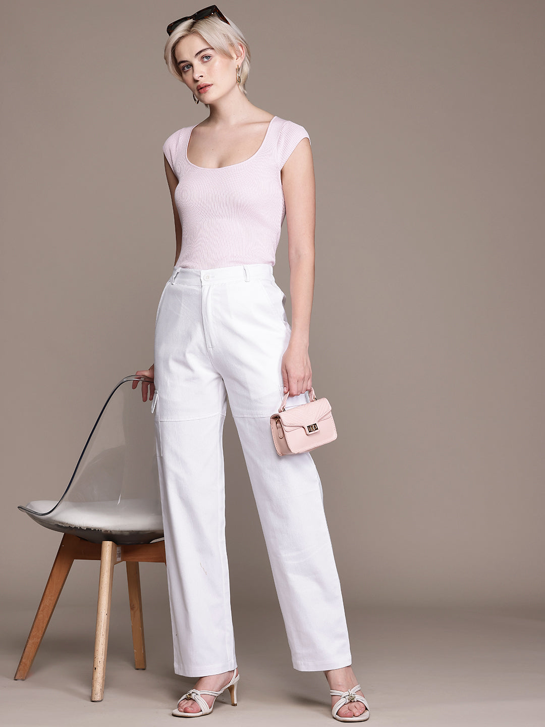 Popnetic Women Smart High-Rise Cargos Trousers