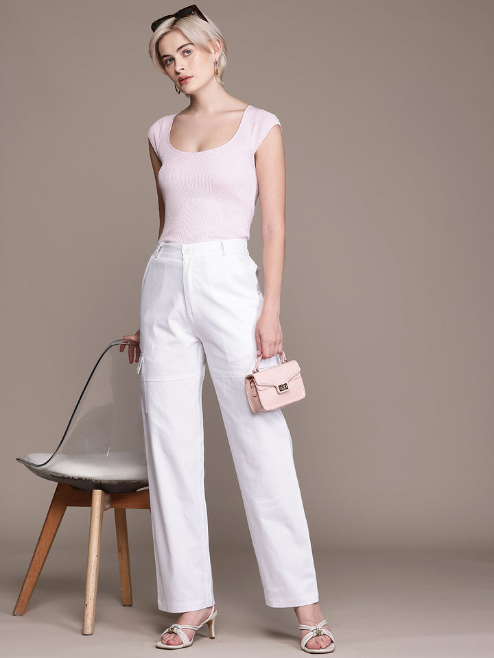Popnetic Women Smart High-Rise Cargos Trousers