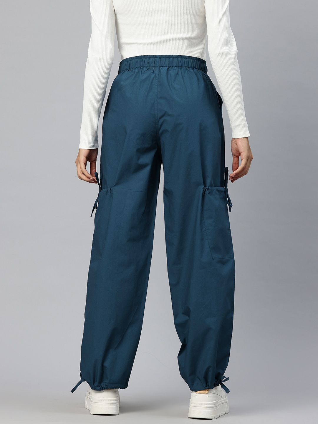 Popnetic Loose Fit High-Rise Pure Cotton Parachute Cargo Trouser