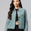Popnetic Women Solid Pure Cotton Denim Jacket