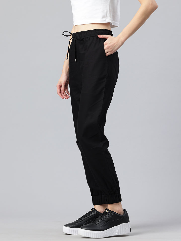 Popnetic Women Pure Cotton High-Rise Cargo Style Joggers Trousers