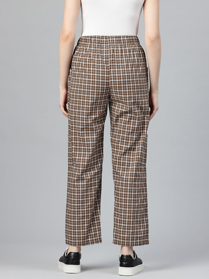 Popnetic Checked High-Rise Pleated Cargos