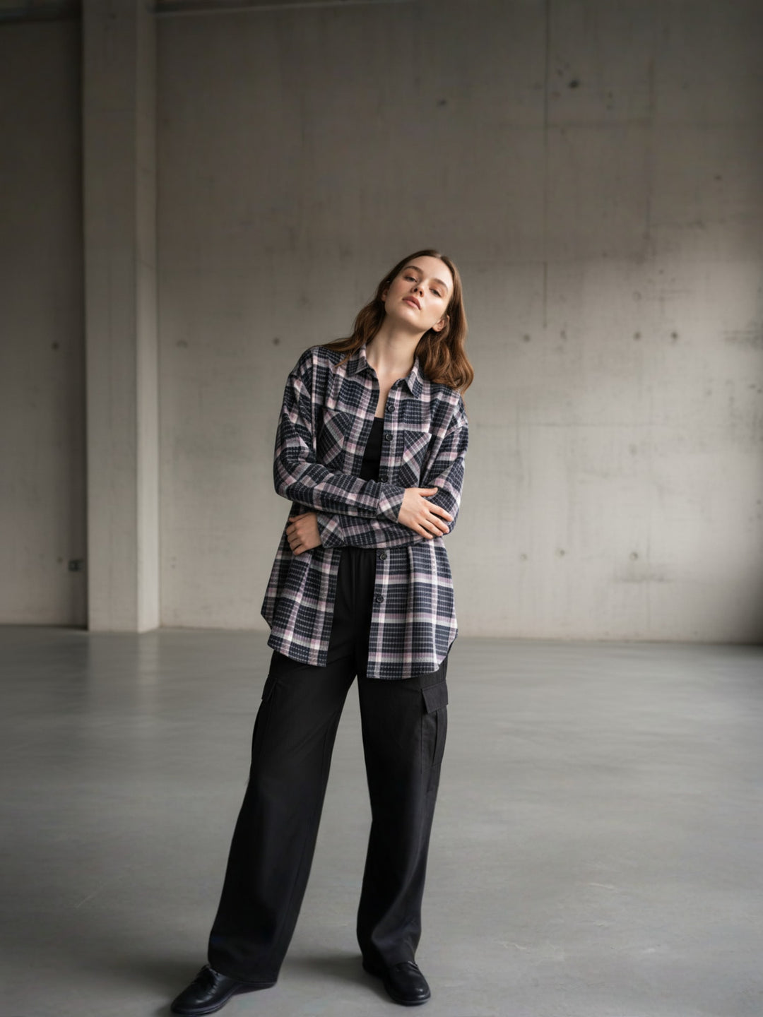 Popnetic Women Pure Cotton Flannel Oversized Shirt