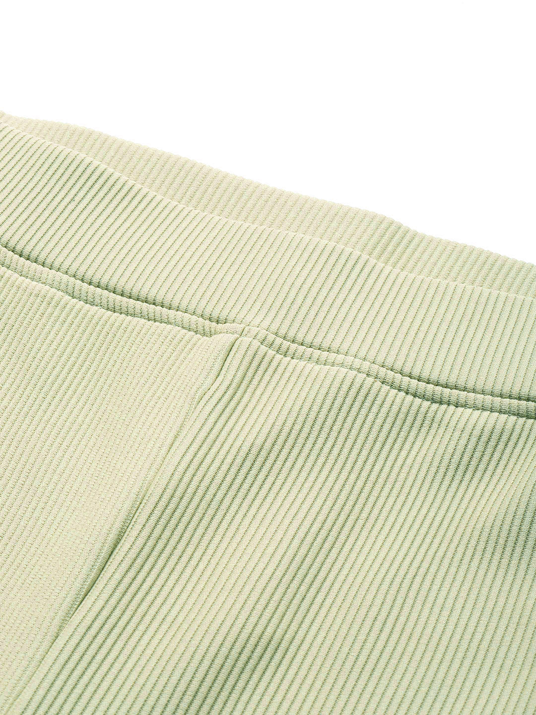 Popnetic Women Ribbed  Flared High-Rise Trousers