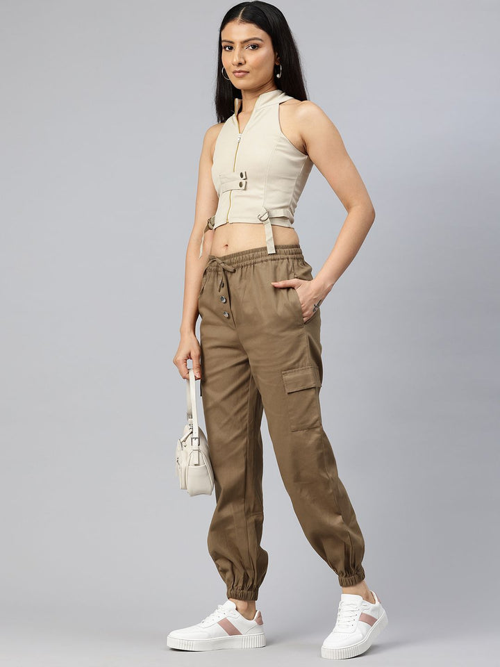 Popnetic High-Rise Pure Cotton Cargo Joggers