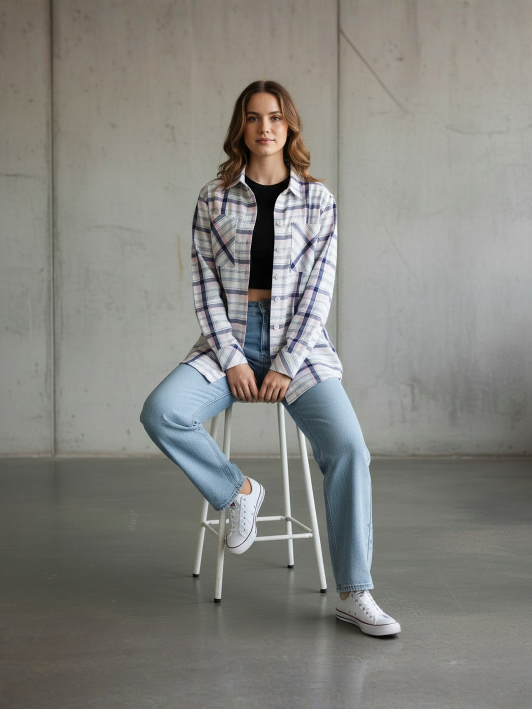 Popnetic Women Tartan Checks Checked Casual Shirt