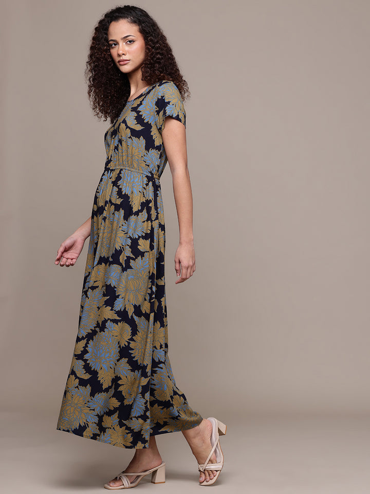 Popnetic Floral Print A-Line Midi Dress