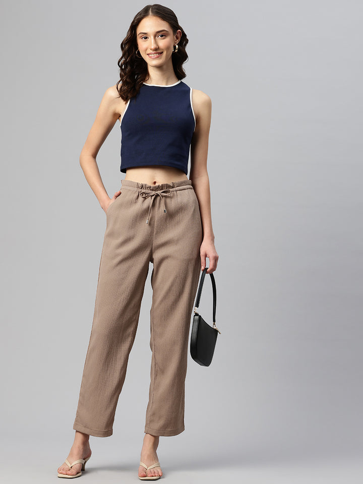 Popnetic Textured High-Rise Trousers