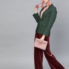 Popnetic Women Green Solid Casual Pure Cotton Blazer
