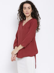 Popnetic Maroon High-Low Top