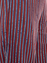 Popnetic Women Blue & Red Relaxed Loose Fit Striped Parallel Trousers