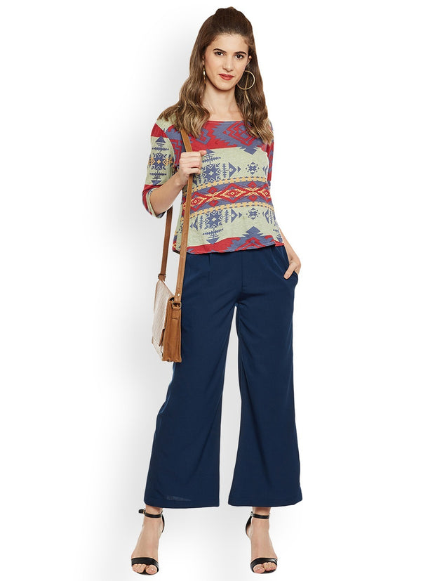 Buy Navy Blue High Rise Wide Leg Pants For Women Online in India  VeroModa