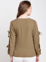 Popnetic Women Olive Green Solid Top
