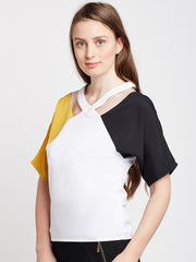 Popnetic Women White Colourblocked Top