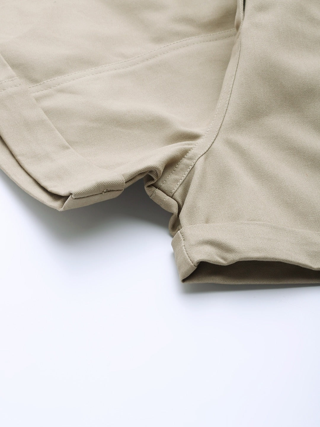 Popnetic Women Khaki Solid Regular Fit Pure Cotton Shorts