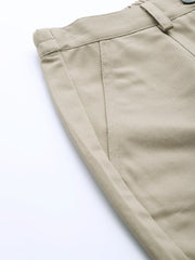 Popnetic Women Khaki Solid Regular Fit Pure Cotton Shorts