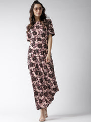 Popnetic Women Beige & Brown Printed Maxi Dress
