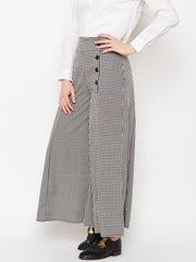 Popnetic Women Black Loose Fit Checked Culottes