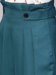 Popnetic Women Blue Loose Fit Solid Cropped Regular Trousers