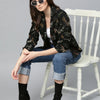 Popnetic Women Black & Green Printed Single Breasted Casual Pure Cotton Blazer