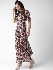 Popnetic Women Beige & Brown Printed Maxi Dress