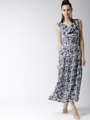 Popnetic Women Blue Floral Print A-Line Dress