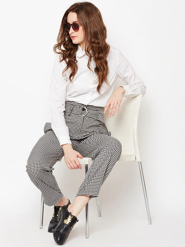 Fabnest Bottoms Pants and Trousers  Buy Fabnest Black And White Checked  Pants Online  Nykaa Fashion