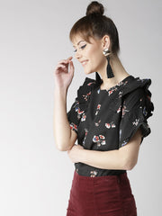 Popnetic Women Black Printed Top