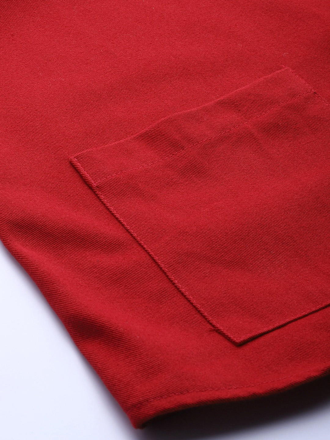 Popnetic Women Red Pure Cotton Solid Shacket