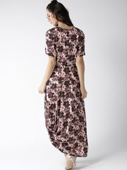 Popnetic Women Beige & Brown Printed Maxi Dress
