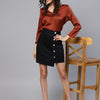 Popnetic Women Black Solid Wrap Pure Cotton Skirt