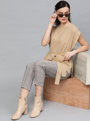Popnetic Women Beige Solid Layered Top