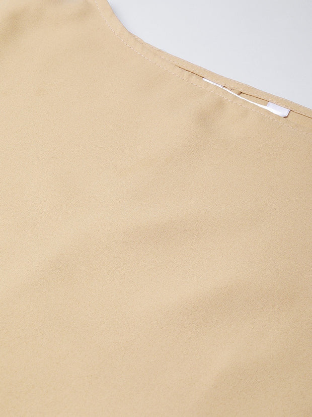 Popnetic Women Beige Solid Layered Top