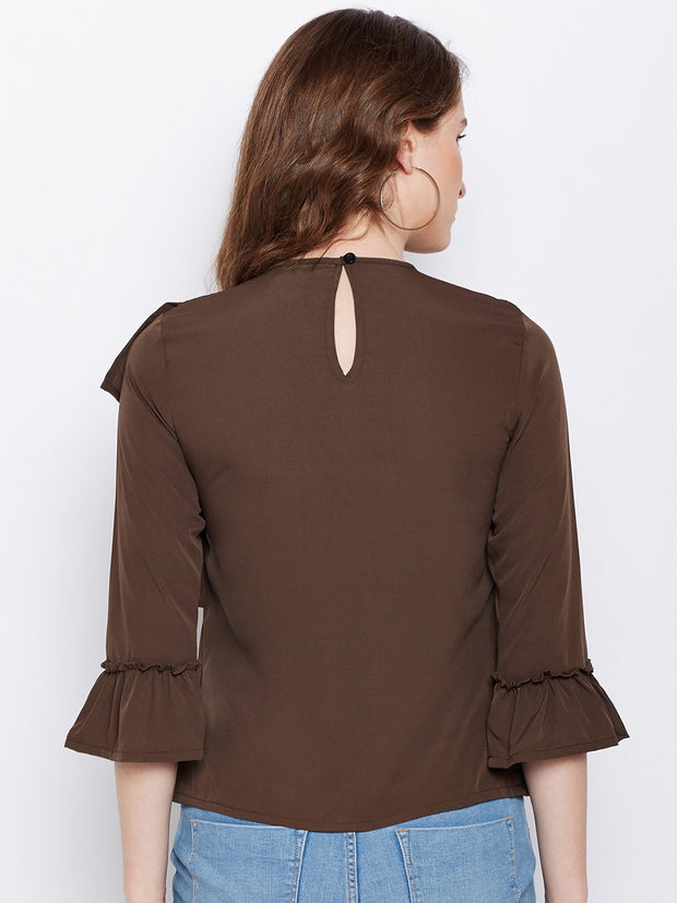 Popnetic Women Brown Solid Layered Top