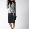 Popnetic Women Grey & White Printed Casual Pure Cotton Blazer
