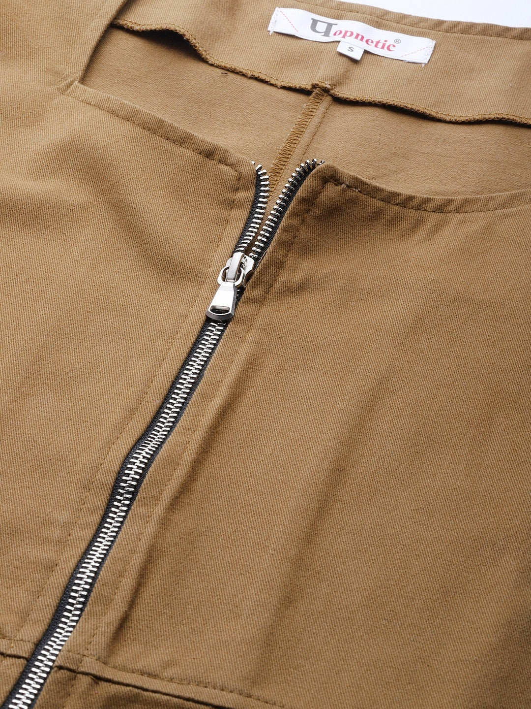 Popnetic Women Khaki Solid Pure Cotton Bolero Jacket
